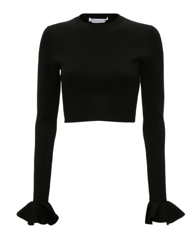 JW ANDERSON 스웨터 우먼 크롭 러플 슬리브 점퍼